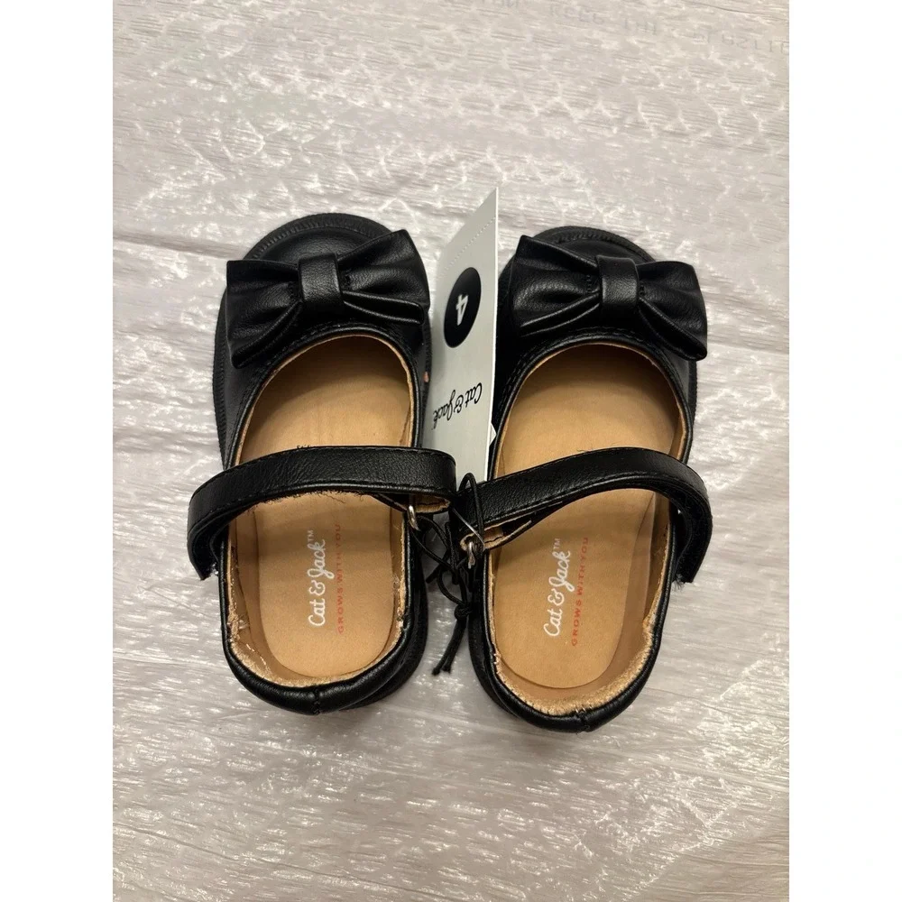 Black Bow Mary Jane Flats Toddler Girls Shoes Size 4